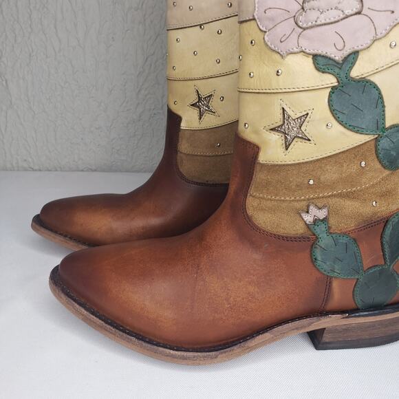FRYE Billy CACTUS Boots Size 7.5 Multi Color Leather RARE Western Cowgirl - Picture 11 of 16